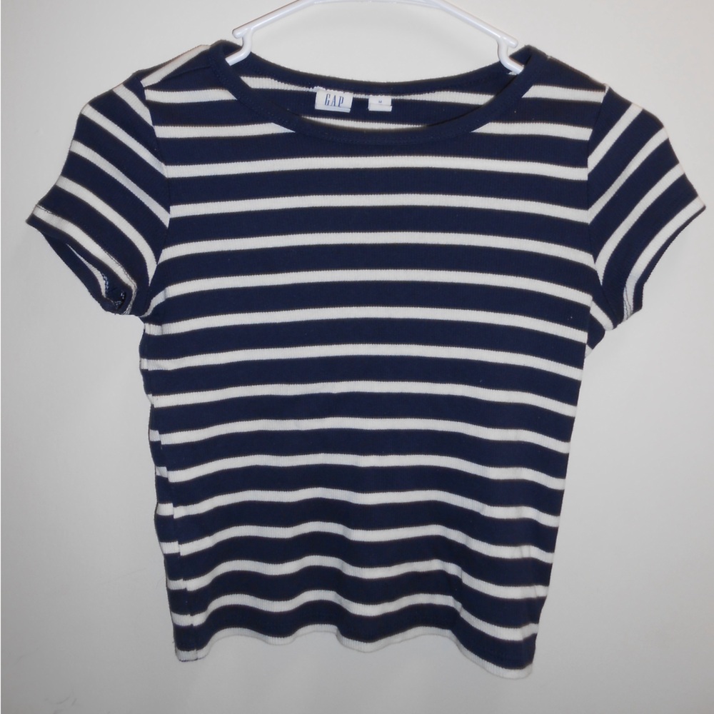 GAP Navy and White Striped Short Sleeve Tee